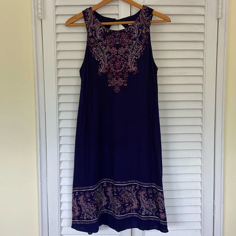 {Xhilaration} Navy Blue & Purple Dress - Medium - Picture 2 of 6